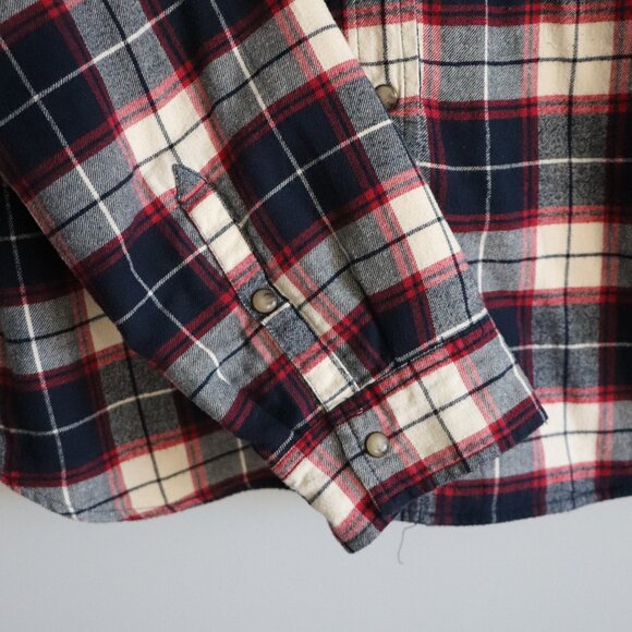 Jachs Girlfriend Womens Sz XL Plaid Snap Button Flannel Comfy Fleece Sweater - Picture 7 of 12